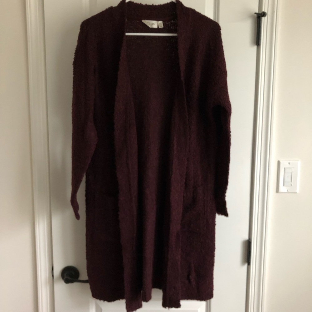 RD Style Duster Cardigan. Burgundy, Size M.